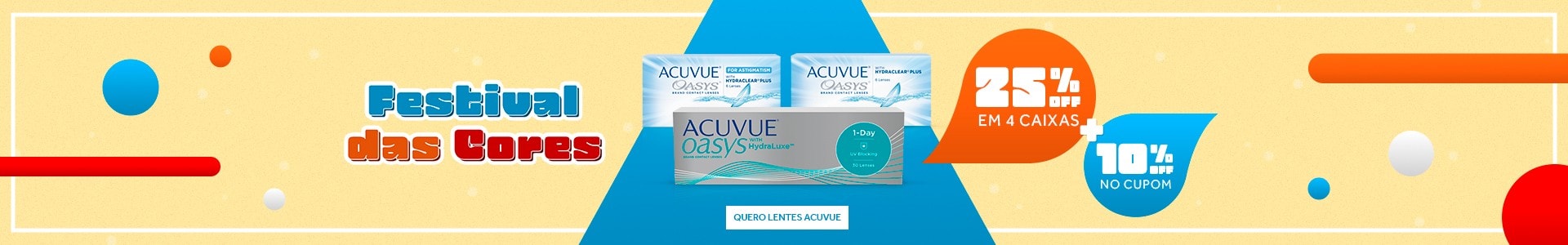 Lentes Acuvue com até 25%OFF no combo + 10% no cupom CARNA10