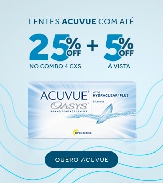 Lentes Acuvue com até 25%OFF no combo + 5% à vista! Aproveite.