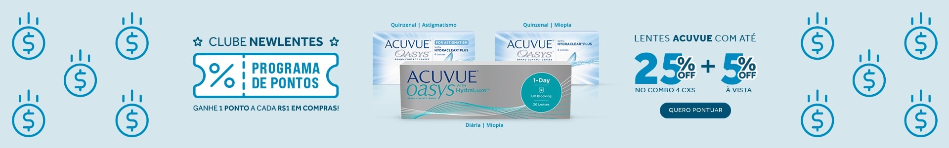 Lentes Acuvue com até 25%OFF no combo! Aproveite