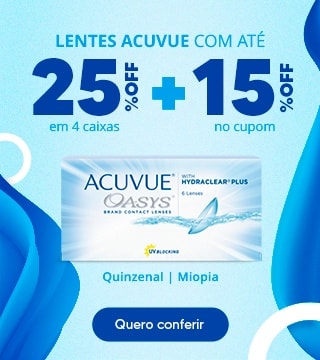 Lentes Acuvue com até 25%OFF no combo + 5% no cupom CLIENTE15, aproveite!