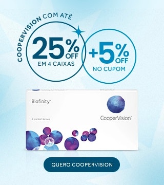 Lentes Coopervision com até 25%OFF no combo + 5% no cupom CLIENTE5, aproveite!