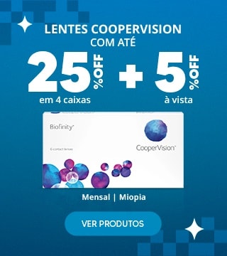 Lentes Coopervision com até 25%OFF no combo + 5% à vista! Aproveite.
