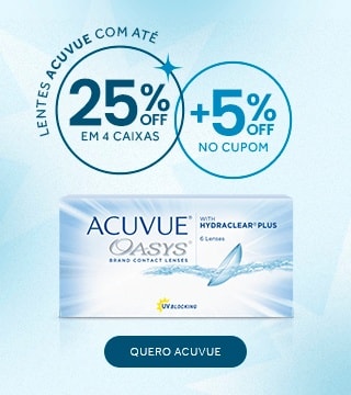 Lentes Acuvue com até 25%OFF no combo + 5% no cupom CLIENTE5, aproveite!
