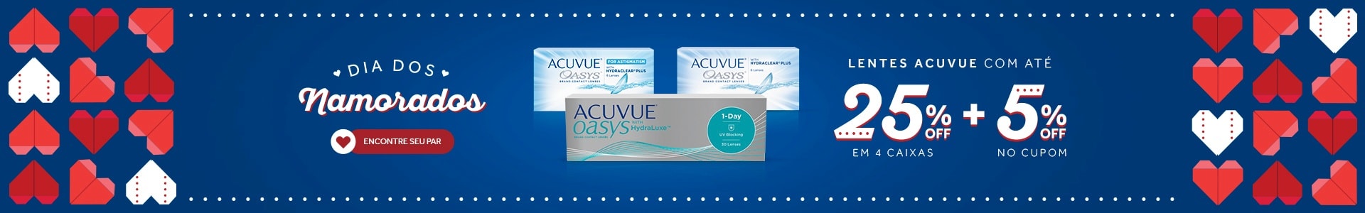 Lentes Acuvue com até 25%OFF no combo + 5% no cupom MAIO5! Confira