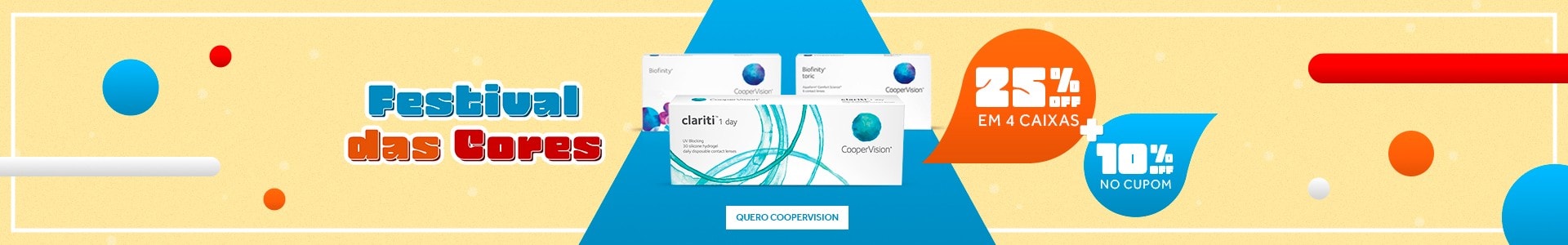 Lentes Coopervision com até 25%OFF + 10%OFF no cupom CARNA10