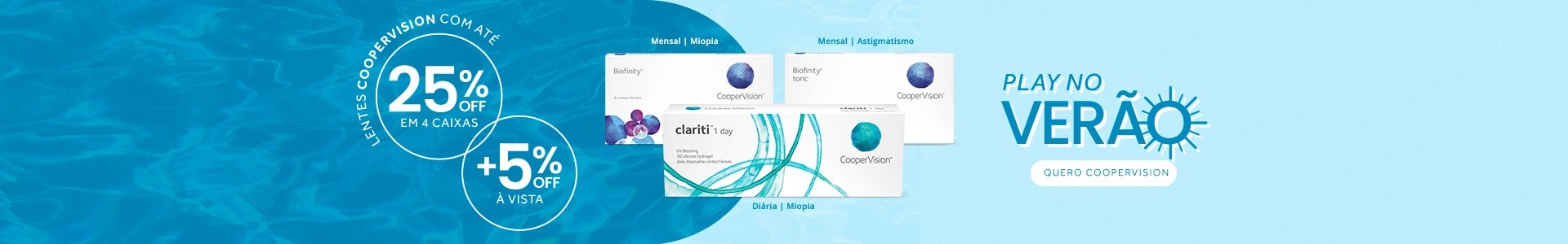 Lentes Coopervision com até 25%OFF no combo! Aproveite