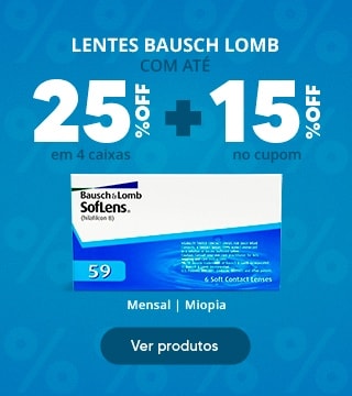 Lentes Bausch Lomb com até 25%OFF no combo + 15% no cupom CLIENTE15!