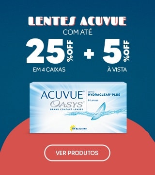 Lentes Acuvue com até 25%OFF + 5% à vista! Aproveite.