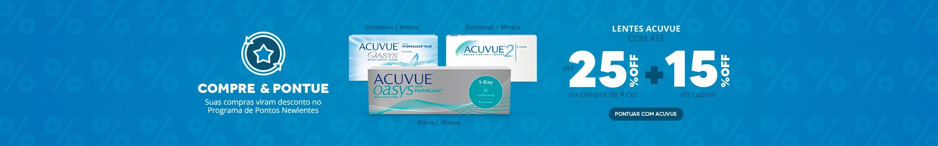 Lentes Acuvue com até 25%OFF no combo + 15% no cupom CLIENTE15!