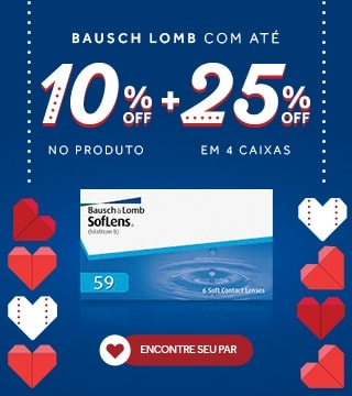 Lentes Bausch Lomb com até 10%OFF + 25%OFF no combo! Confira