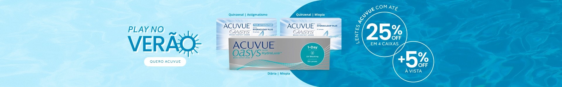 Lentes Acuvue com até 25%OFF no combo! Aproveite