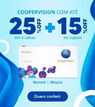 Lentes Coopervision com até 25%OFF no combo + 15% no cupom CLIENTE15, aproveite!