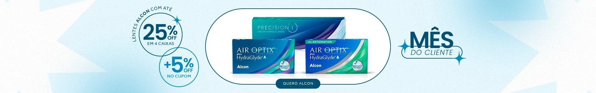 Lentes Alcon com até 25%OFF no combo + 5% no cupom CLIENTE5, aproveite!