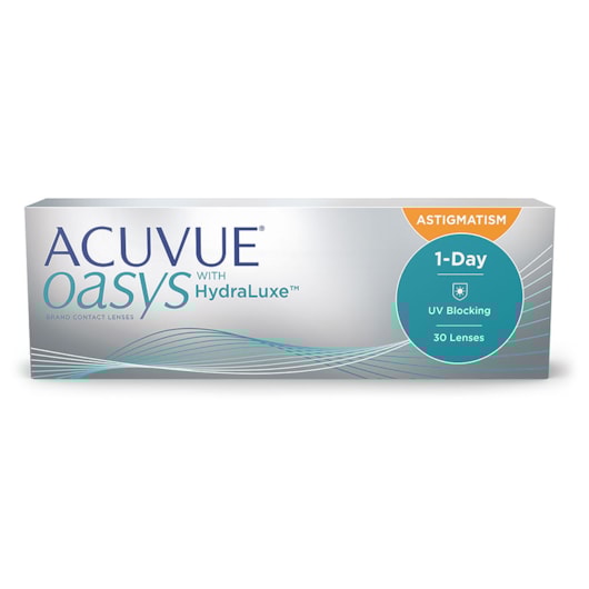 Lentes de contato Acuvue Oasys 1-Day com Hydraluxe para astigmatismo Lentes de contato Acuvue Oasys 1-Day com Hydraluxe para astigmatismo